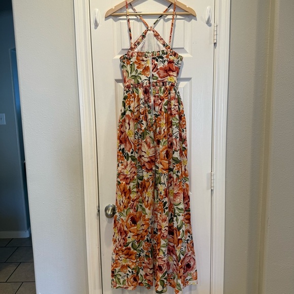 Petal & Pup Madeira Floral Maxi Dress Sz S Feminine Halter Pockets Boho Coquette - Picture 3 of 12